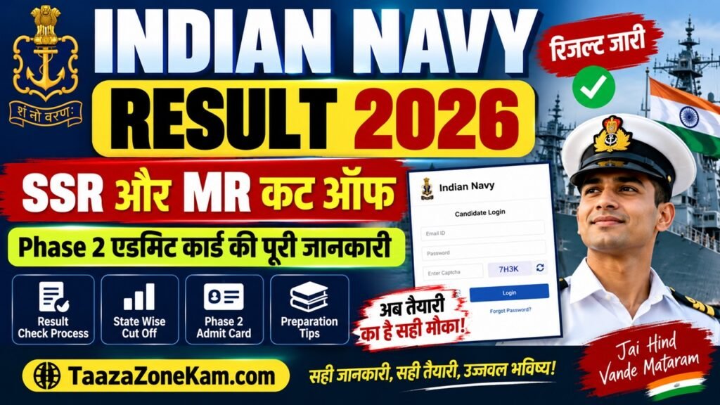 Indian Navy Agniveer MR, SSR Result 2026: रिजल्ट जारी, SSR और MR कट ऑफ, फेज टू एडमिट कार्ड की पूरी जानकारी