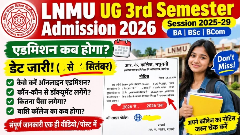 LNMU UG 3rd Semester Admission 2026