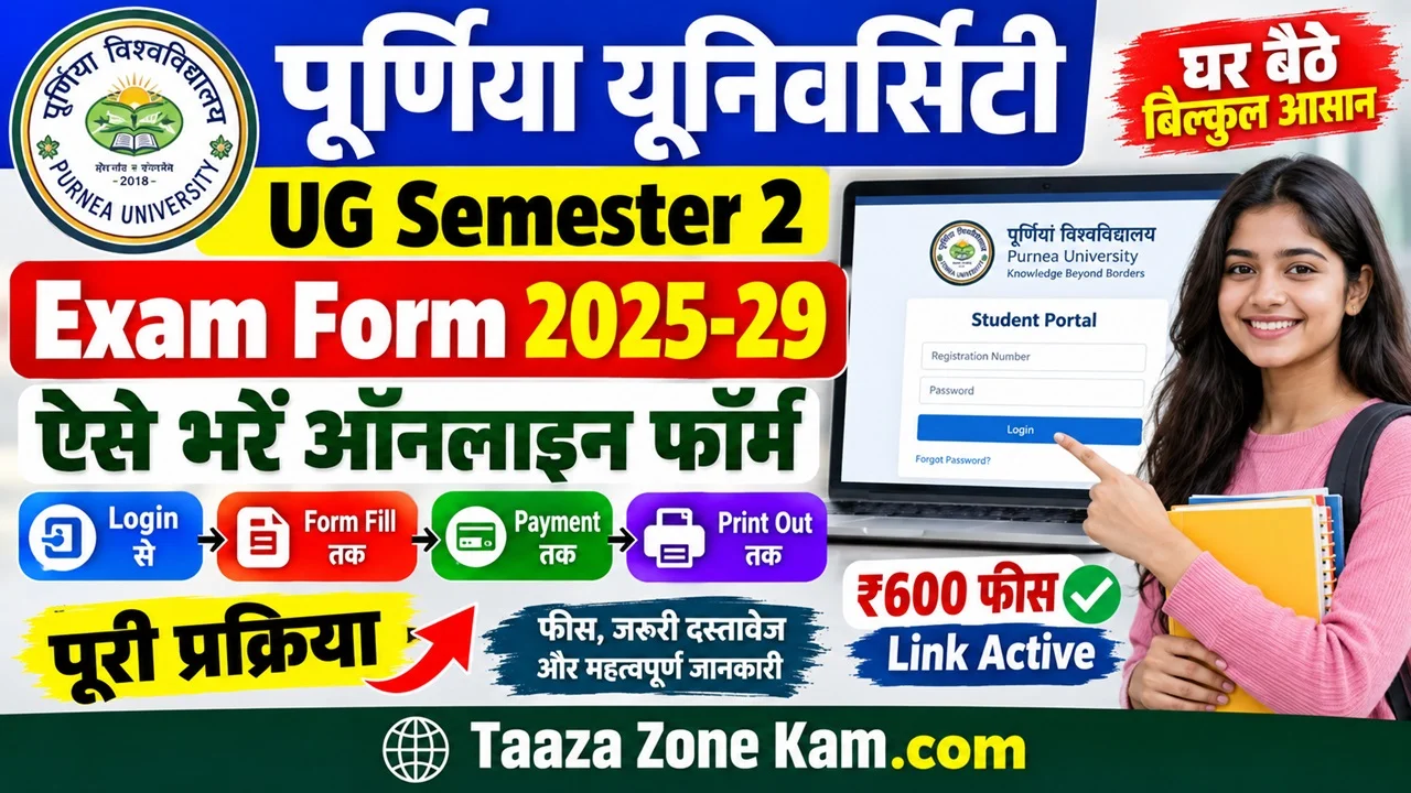 Read more about the article Purnea University Semester 2 Exam Form 2025-29: फीस, Login, Payment और Print Out