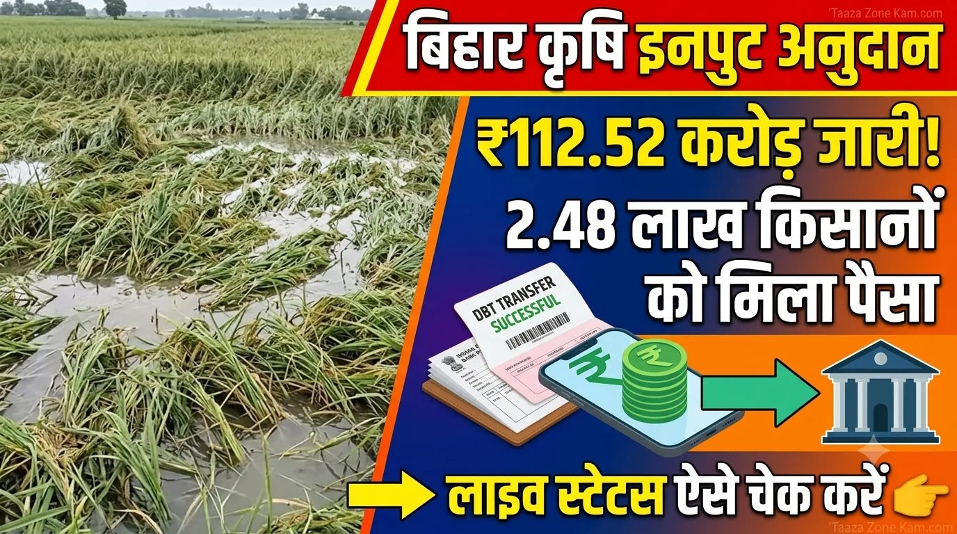 Read more about the article Krishi Input Anudan Yojana Status Check 2026: 112.52 करोड़ रुपये DBT ट्रांसफर जारी! अपने खाते का स्टेटस ऑनलाइन कैसे चेक करें